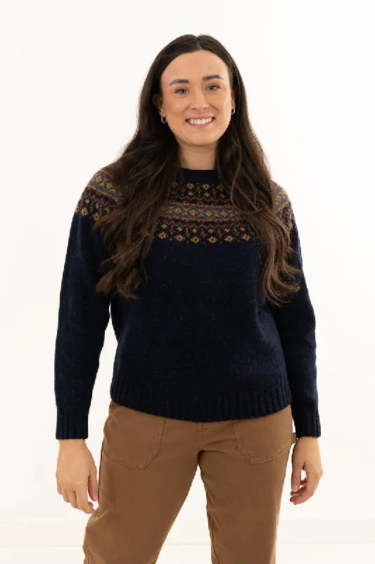 Womens Croft II Yoke Fair Isle Jumper - navy