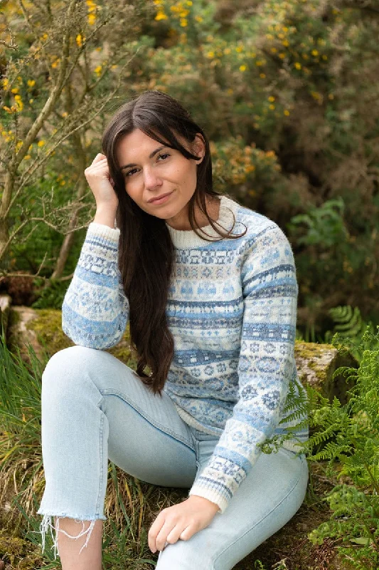 Womens Drumtochty fair isle jumper - Blue White