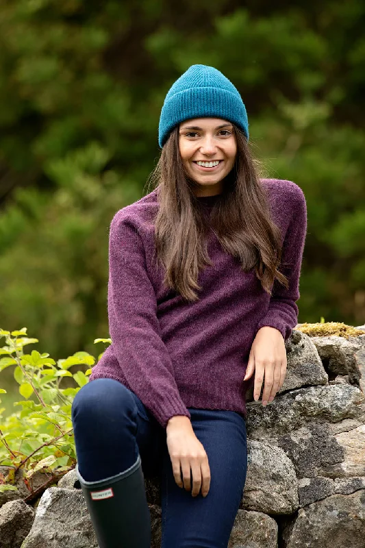 Womens Seamless Saddle Shoulder Shetland Jumper - Aubergine