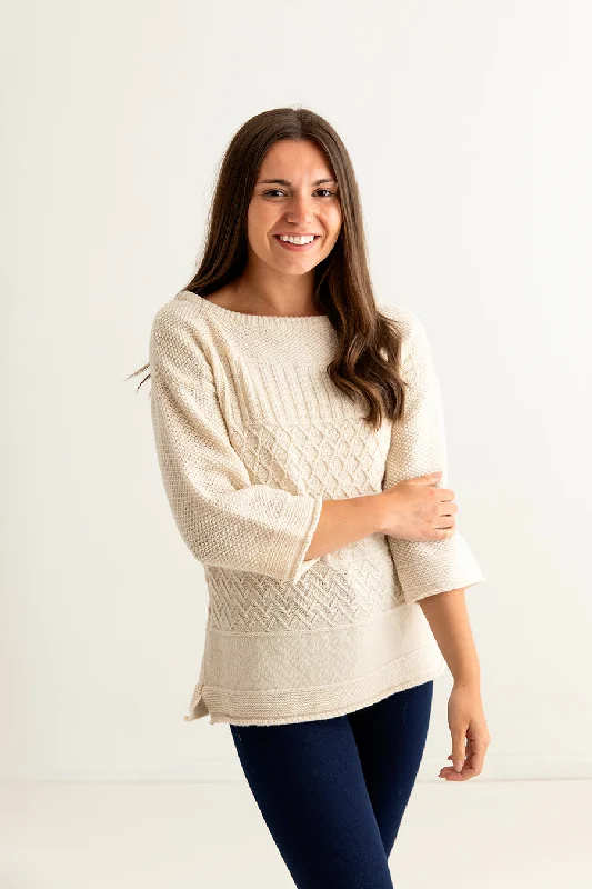 Womens Geelong Superfine Lambswool "Boathouse" Gansey Jumper - Almond Spandex Blend Rayon Blend Denim Blend Womens Geelong Superfine Lambswool "Boathouse" Gansey Jumper - Almond Spandex Blend Rayon Blend Denim Blend