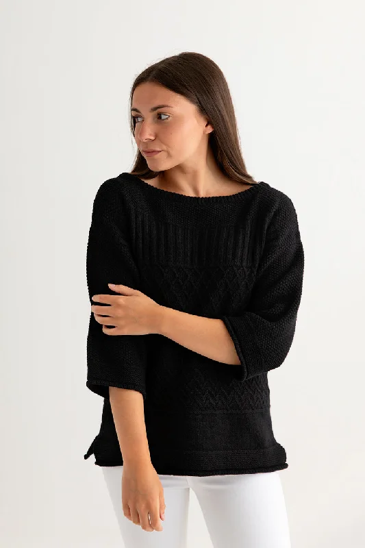 Womens Geelong Superfine Lambswool "Boathouse" Gansey Jumper - Black Terry Terry Cloth Terry Knit Womens Geelong Superfine Lambswool "Boathouse" Gansey Jumper - Black Terry Terry Cloth Terry Knit