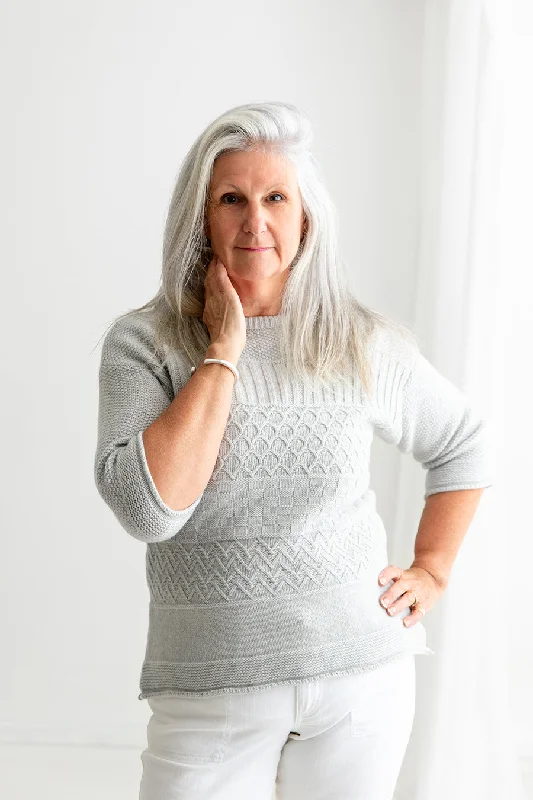 Womens Geelong Superfine Lambswool "Boathouse" Gansey Jumper - Silver Grey Chenille Fabric Brocade Fabric Lace Fabric Womens Geelong Superfine Lambswool "Boathouse" Gansey Jumper - Silver Grey Chenille Fabric Brocade Fabric Lace Fabric