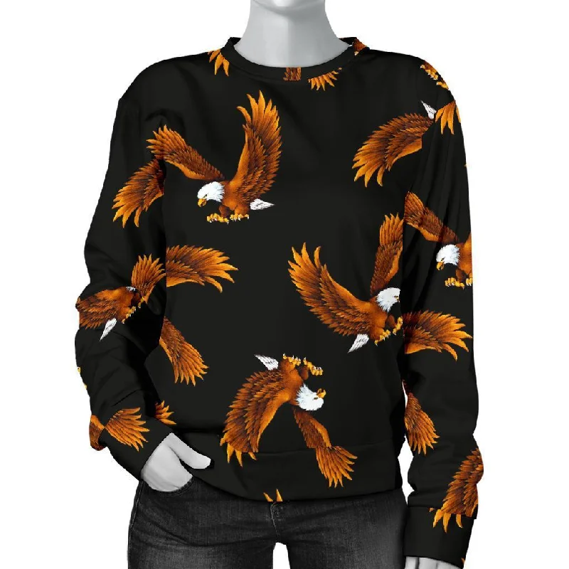 Eagle Black Pattern Print Women's Sweatshirt Hoodie with Sequins Glamorous Eye-catching Eagle Black Pattern Print Women's Sweatshirt Hoodie with Sequins Glamorous Eye-catching