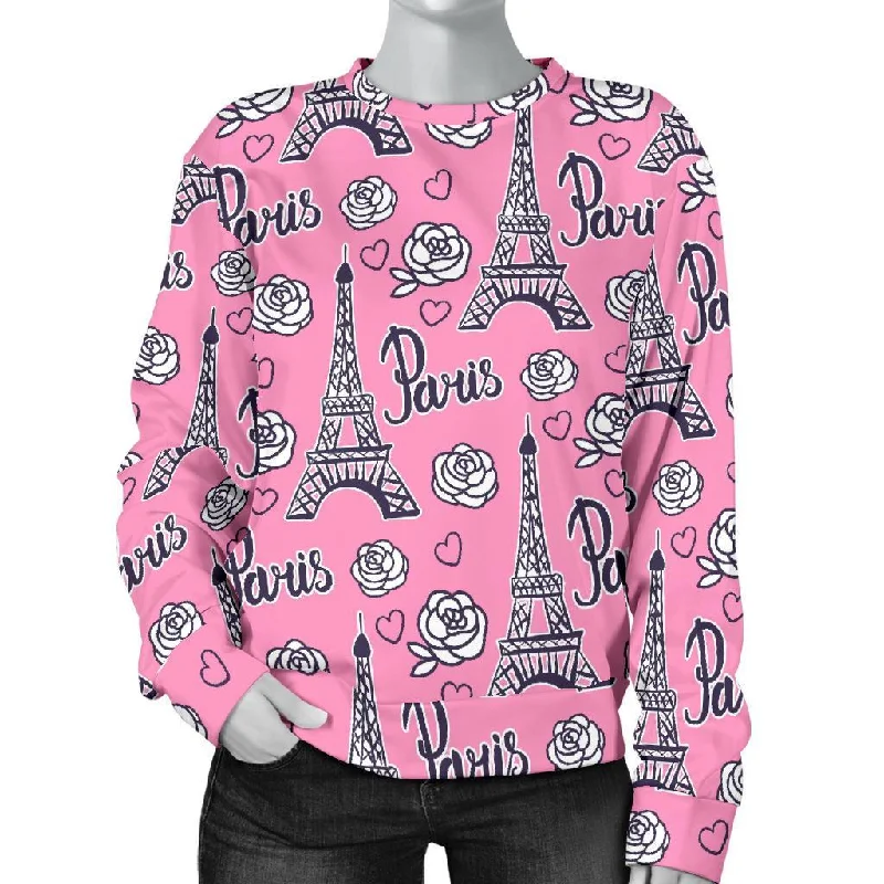 Eiffel Tower Print Pattern Women's Sweatshirt Hoodie with Full-Zip Functional Layering Eiffel Tower Print Pattern Women's Sweatshirt Hoodie with Full-Zip Functional Layering