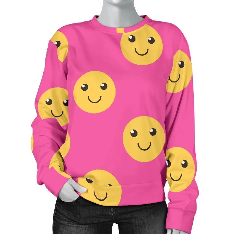 Emoji Pink Pattern Print Women's Sweatshirt Hoodie with Monochrome Minimalist Simple Emoji Pink Pattern Print Women's Sweatshirt Hoodie with Monochrome Minimalist Simple