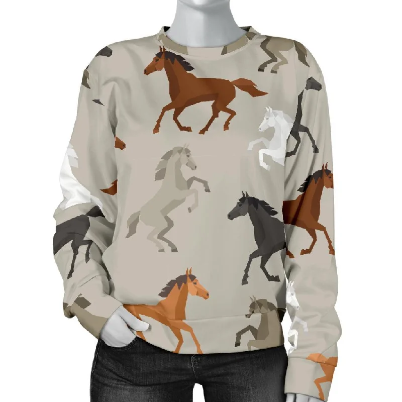 Equestrian Pattern Print Women's Sweatshirt Hoodie with Ribbed Cuffs Snug Fit Comfort Equestrian Pattern Print Women's Sweatshirt Hoodie with Ribbed Cuffs Snug Fit Comfort