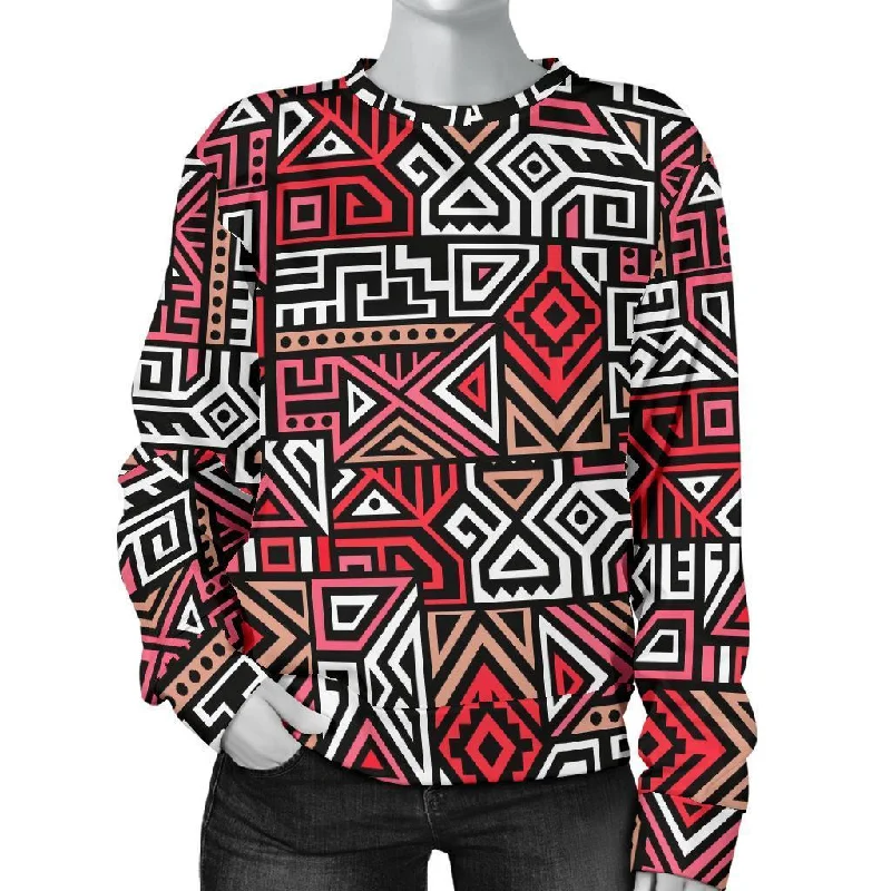 Ethnic Red Print Pattern Women's Sweatshirt Hooded Sweatshirt Casual Wear Street Style Ethnic Red Print Pattern Women's Sweatshirt Hooded Sweatshirt Casual Wear Street Style