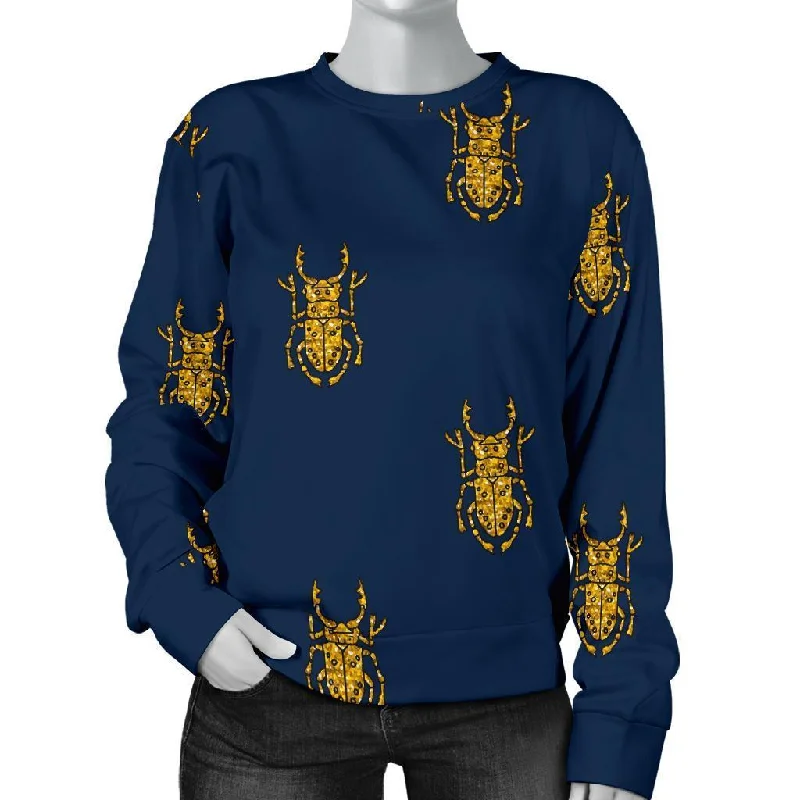 Golden Bug Pattern Print Women's Sweatshirt