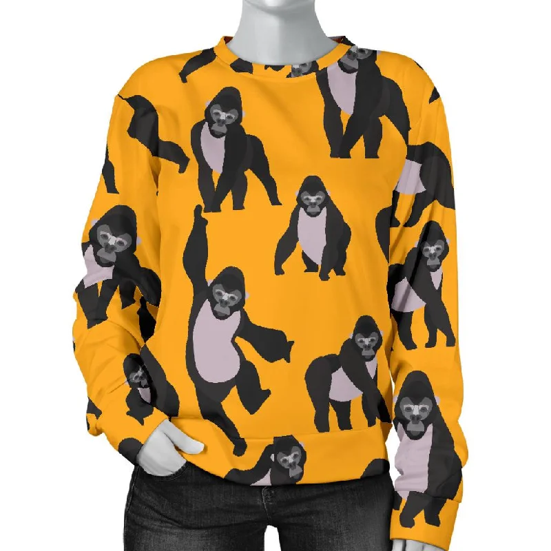 Gorilla Pattern Print Women's Sweatshirt Hoodie with Drawstring Waist Adjustable Fitted Gorilla Pattern Print Women's Sweatshirt Hoodie with Drawstring Waist Adjustable Fitted