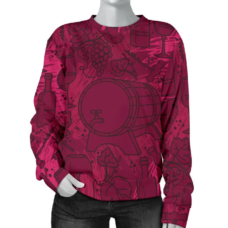 Grape Red Wine Pattern Print Women's Sweatshirt