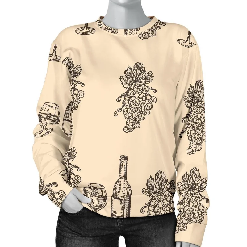 Grape Wine Pattern Print Women's Sweatshirt