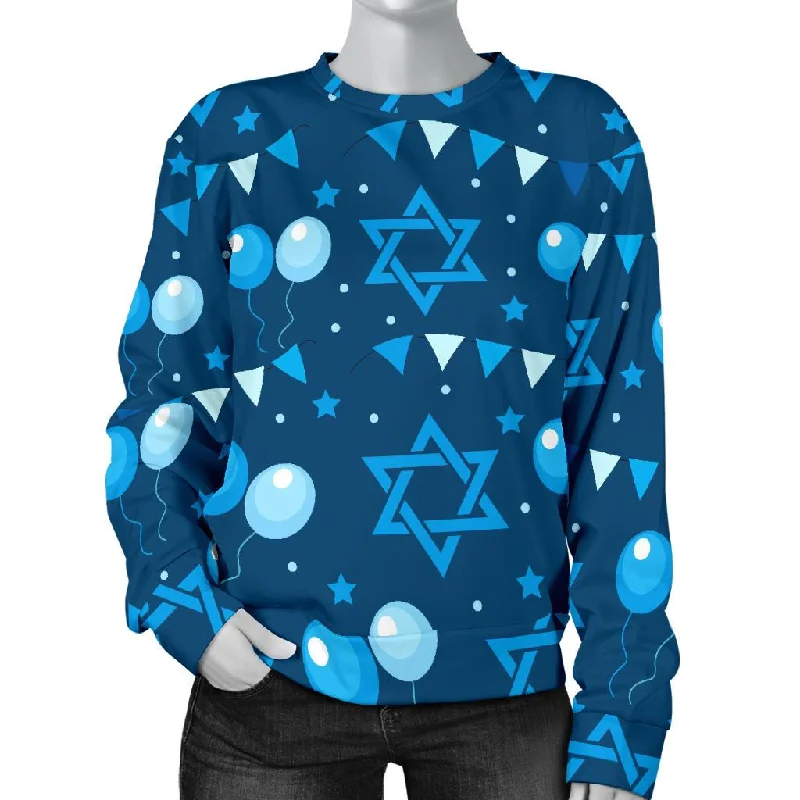 Hanukkah Balloon Print Pattern Women's Sweatshirt