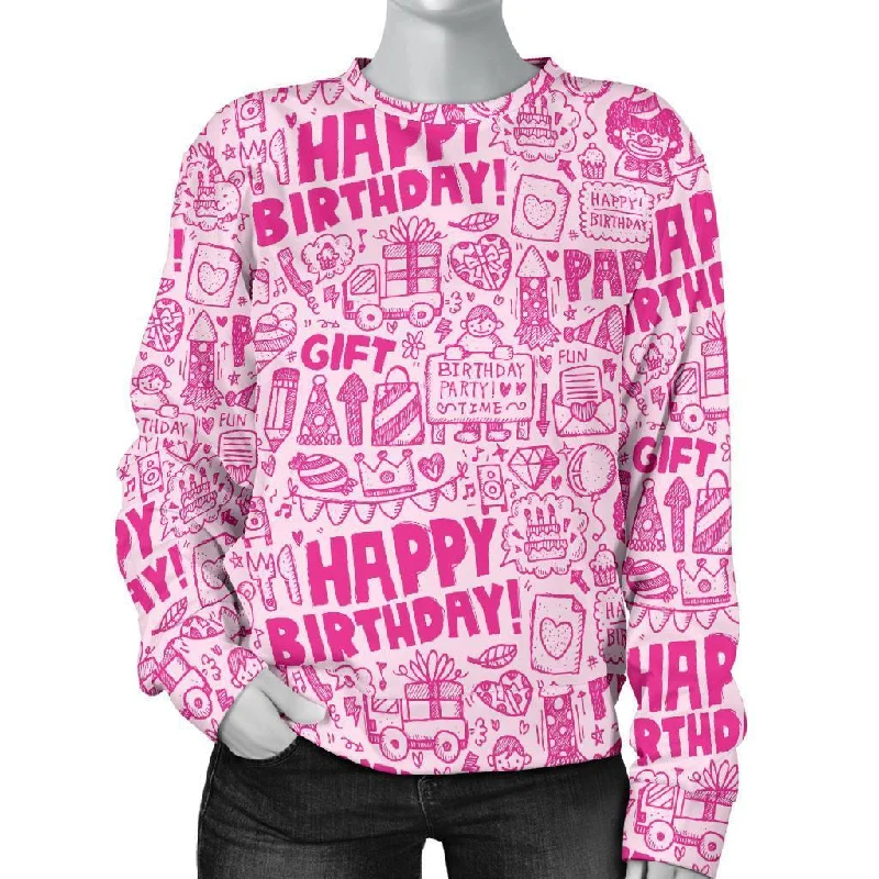 Happy Birthday Pattern Print Women's Sweatshirt