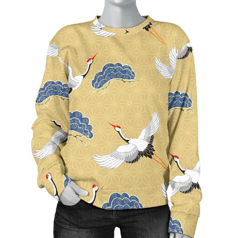 Heron Japanese Pattern Print Women's Sweatshirt