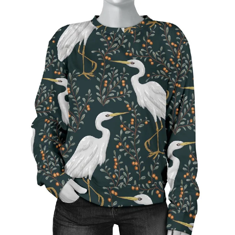 Heron Pattern Print Women's Sweatshirt