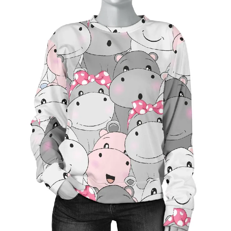 Hippo Cute Print Pattern Women's Sweatshirt