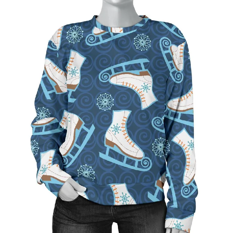 Ice Skate Pattern Print Women's Sweatshirt