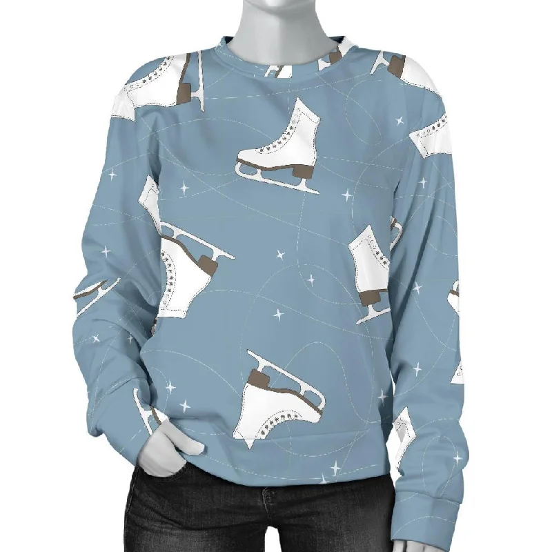 Ice Skate Print Pattern Women's Sweatshirt