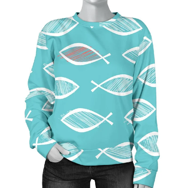 Ichthys Christian Pattern Print Women's Sweatshirt