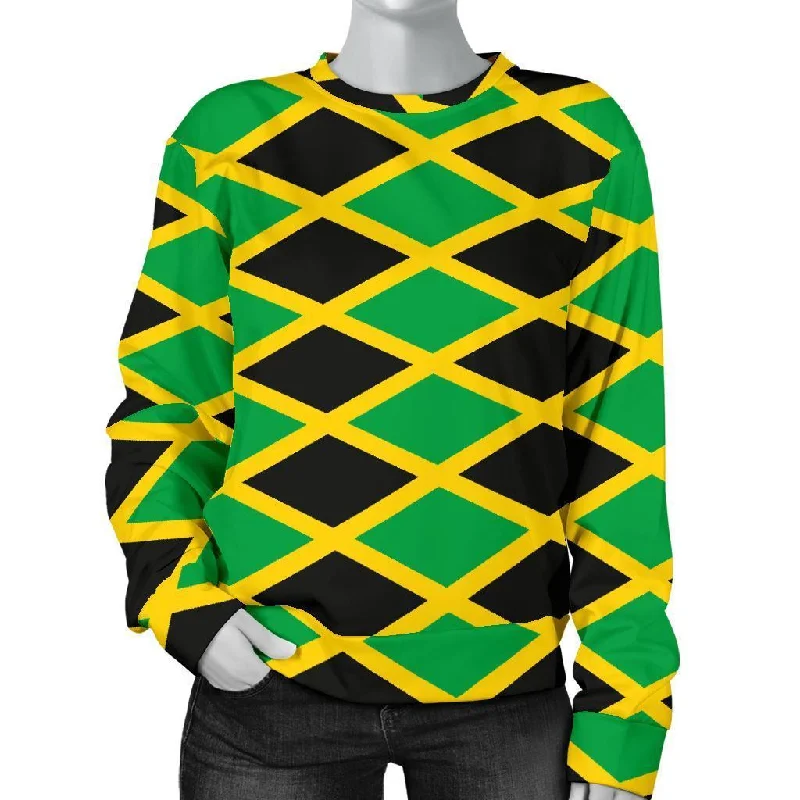 Jamaican Flag Pattern Print Women's Sweatshirt