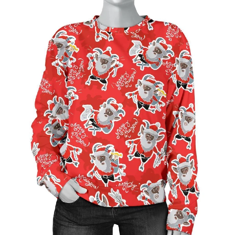 Krampus Christmas Print Pattern Women's Sweatshirt