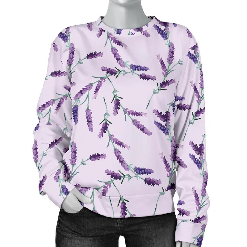 Lavender Floral Pattern Print Women's Sweatshirt