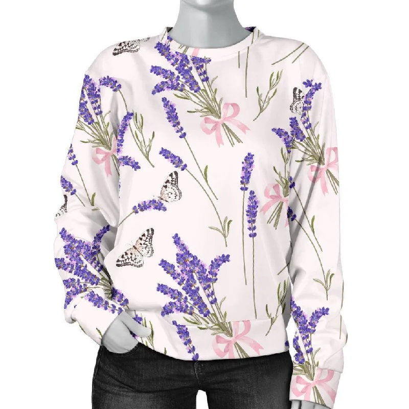 Lavender Floral Print Pattern Women's Sweatshirt