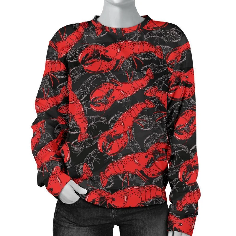 Lobster Black Pattern Print Women's Sweatshirt