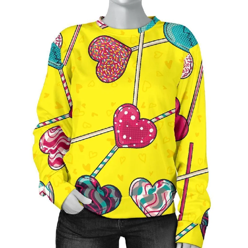 Lollipop Heart Pattern Print Women's Sweatshirt