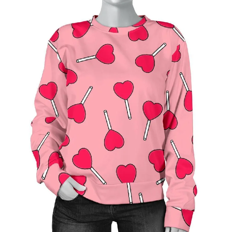 Lollipop Heart Print Pattern Women's Sweatshirt