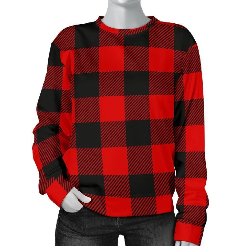 Lumberjack Red Pattern Print Women's Sweatshirt