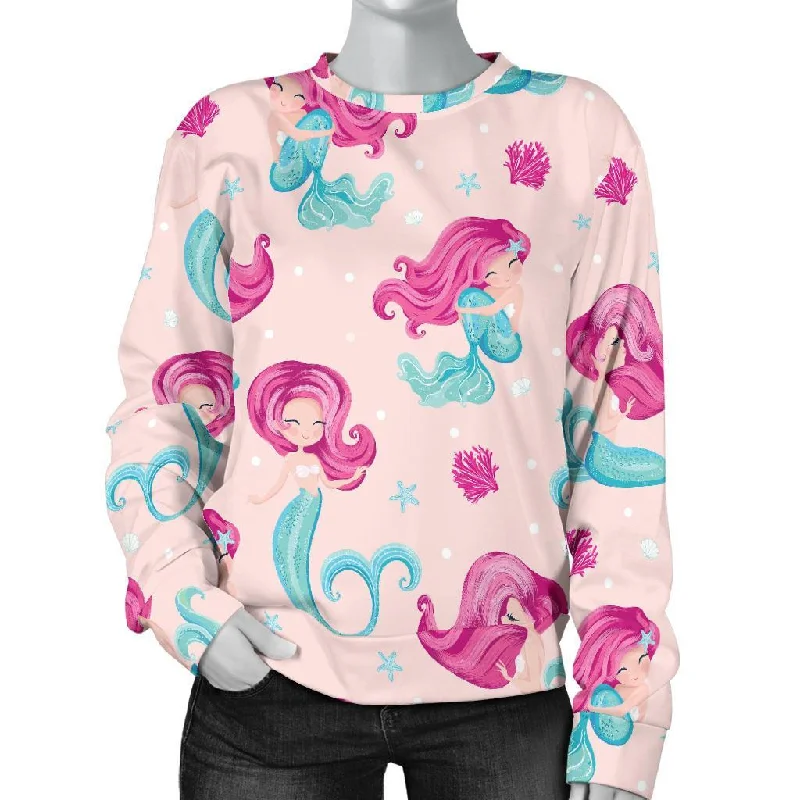 Mermaid Pink Pattern Print Women's Sweatshirt