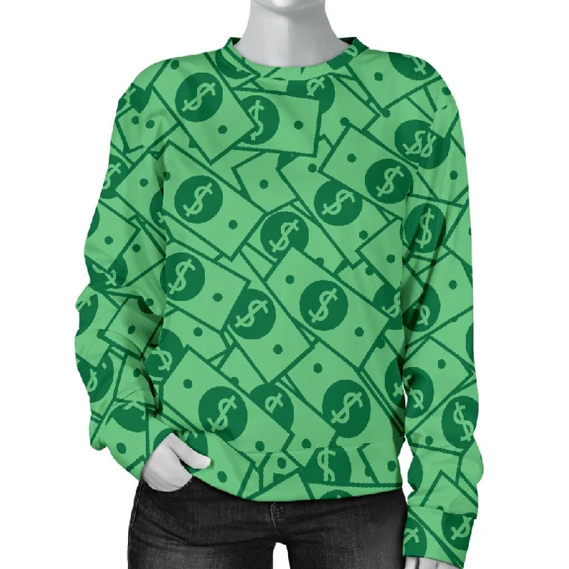 Money Dollar Print Pattern Women's Sweatshirt