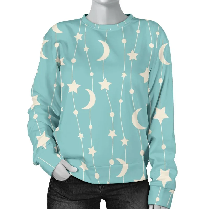 Moon Star Pattern Print Women's Sweatshirt