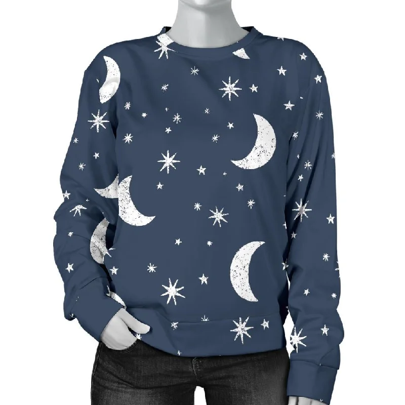 Moon Star Print Pattern Women's Sweatshirt