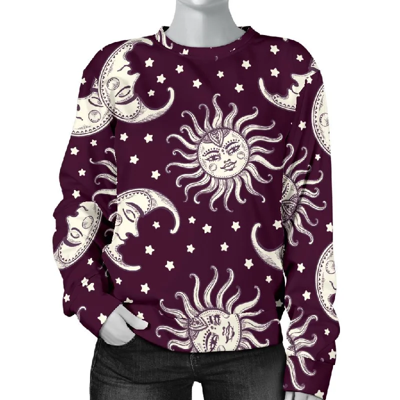 Moon Sun Celestial Pattern Print Women's Sweatshirt