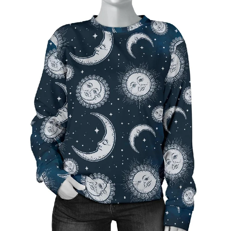 Moon Sun Pattern Print Women's Sweatshirt