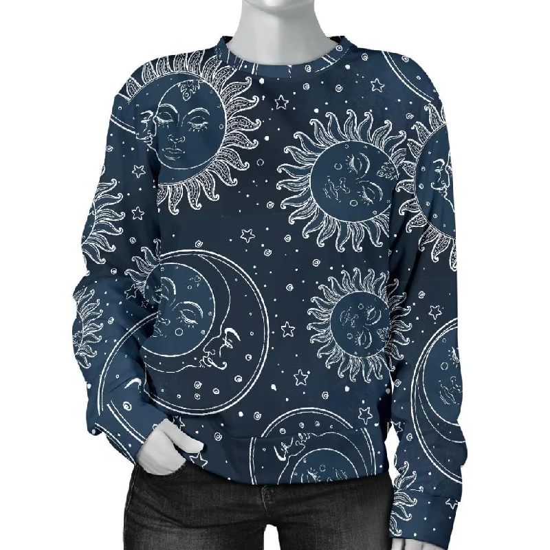 Moon Sun Print Pattern Women's Sweatshirt