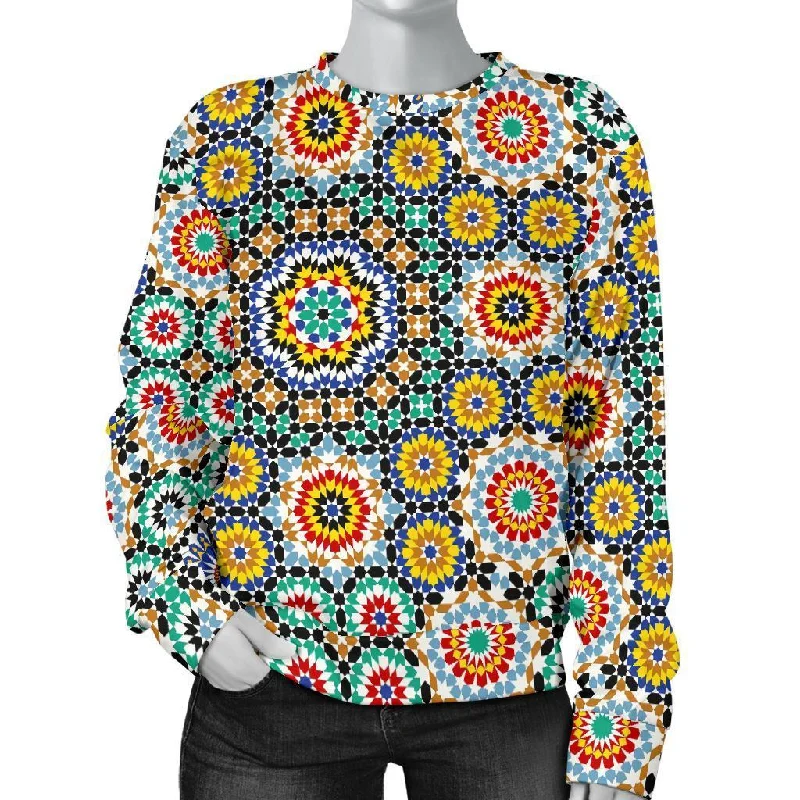 Mosaic Colorful Pattern Print Women's Sweatshirt