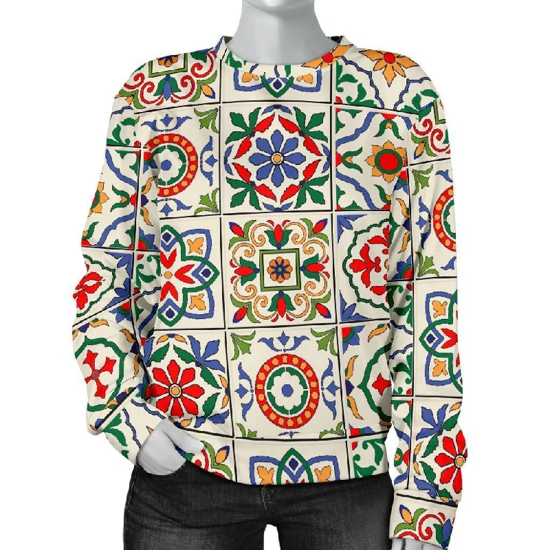 Mosaic Colorful Print Pattern Women's Sweatshirt