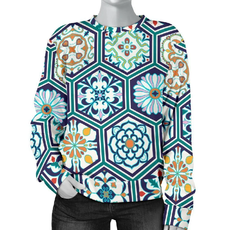 Mosaic Pattern Print Women's Sweatshirt