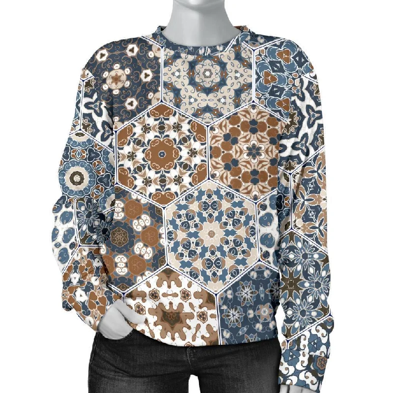 Mosaic Print Pattern Women's Sweatshirt