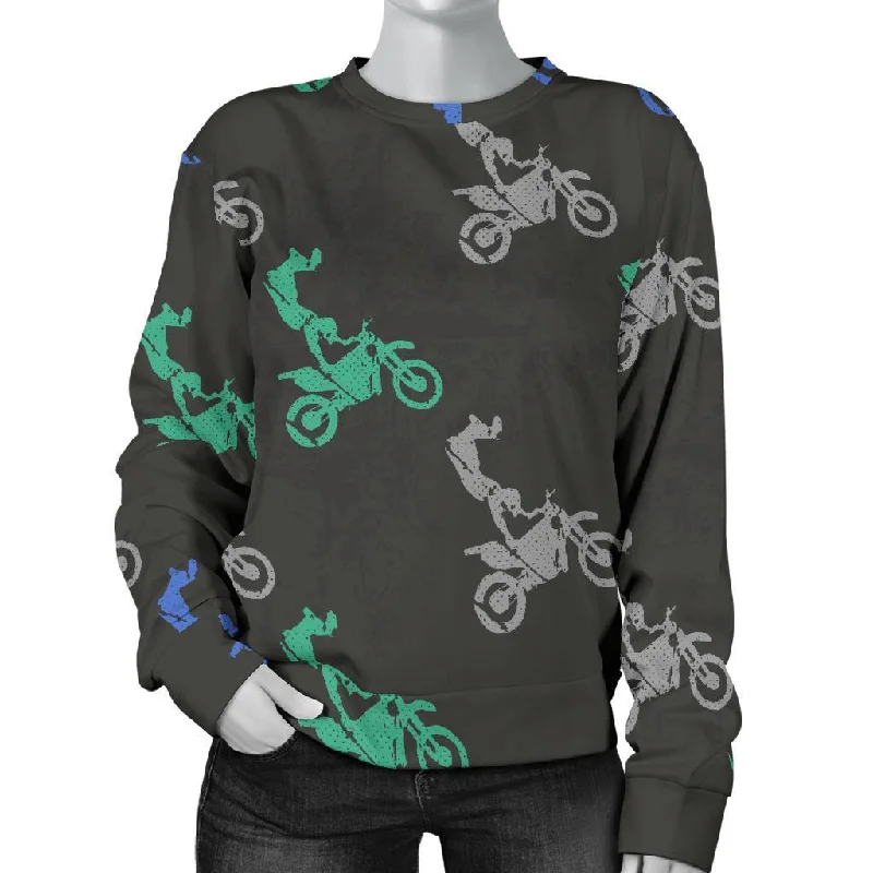 Motocross Print Pattern Women's Sweatshirt