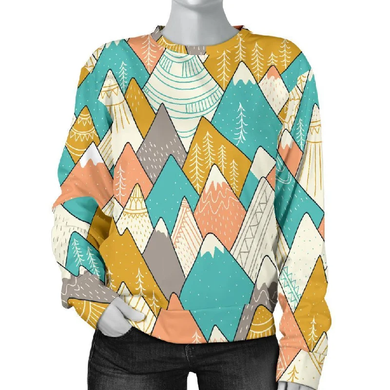 Mountain Colorful Pattern Print Women's Sweatshirt