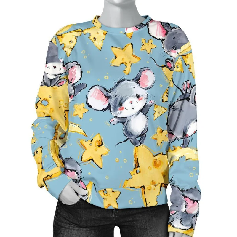 Mouse Cheese Pattern Print Women's Sweatshirt