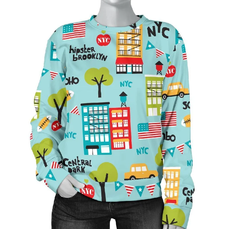 New York Print Pattern Women's Sweatshirt