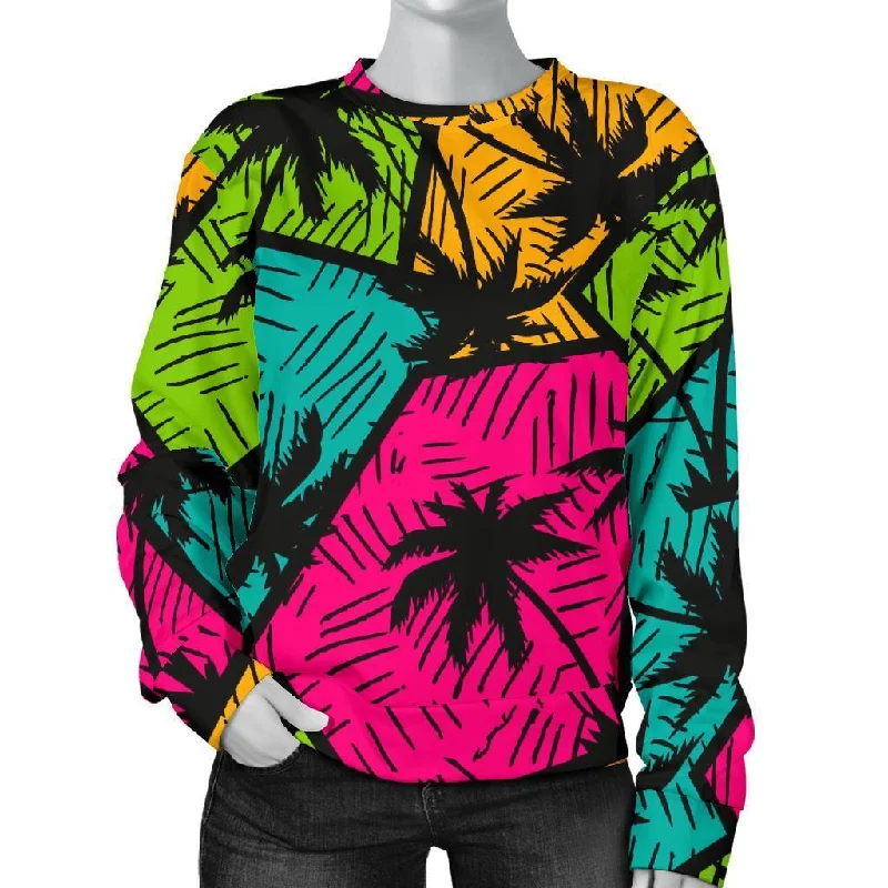 Palm Tree Beach Pattern Print Women's Sweatshirt