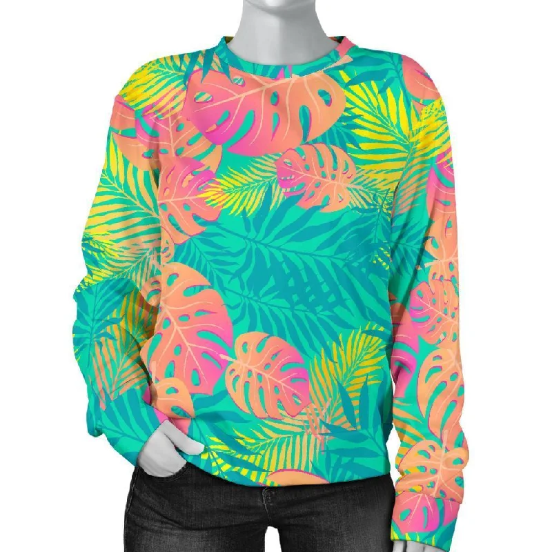 Palm Tree Beach Print Pattern Women's Sweatshirt