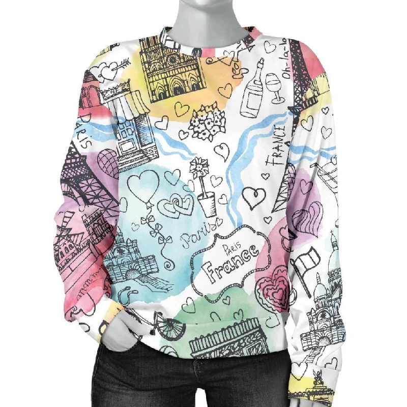 Paris France Print Pattern Women's Sweatshirt