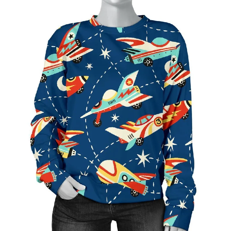 Pattern Airplane Print Women's Sweatshirt